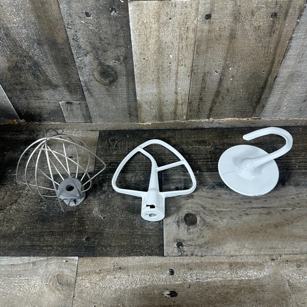 Lot of 3 - KitchenAid Stand Mixer Attachments Paddle Hook Whisk Pre Owned